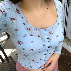 Cute Mudd Baby Blue Flower Print Longsleeve Size S - Only worn a couple times.